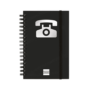 Finocam Phone Indice Telefonico - Formato 8º - 100x150mm - Tapas de Carton Forrado - Papel de 120g/m2 - Cierre con Goma Elastica - Espiral Doble Metal