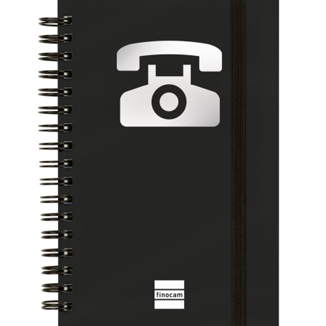 Finocam Phone Indice Telefonico - Formato 8º - 100x150mm - Tapas de Carton Forrado - Papel de 120g/m2 - Cierre con Goma Elastica - Espiral Doble Metal 1