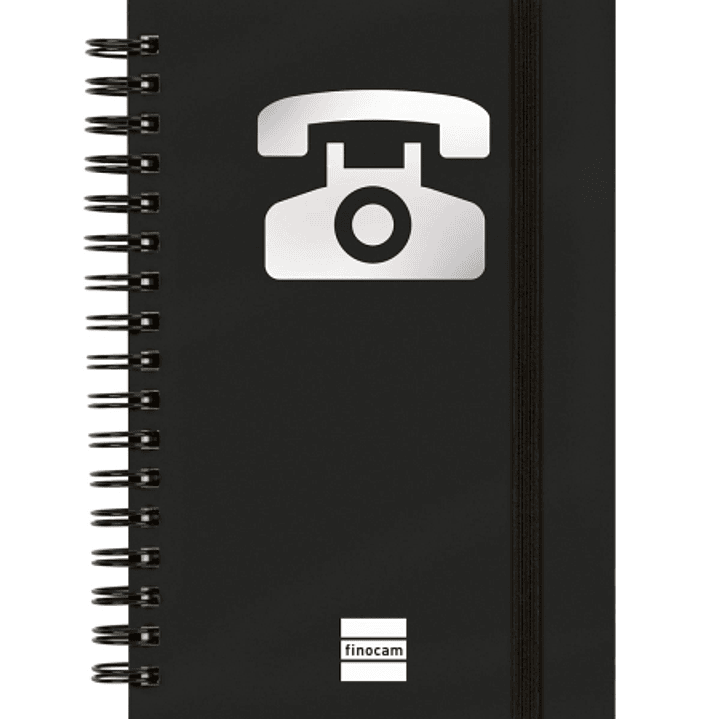 Finocam Phone Indice Telefonico - Formato 8º - 100x150mm - Tapas de Carton Forrado - Papel de 120g/m2 - Cierre con Goma Elastica - Espiral Doble Metal 1