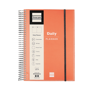 Finocam My Time Agenda sin Fechar - 1 Dia por Pagina - Formato E10 - 155x212mm - Tapas de Polipropileno - Papel de 80g/m2 - Espiral de Plastico - Adhe