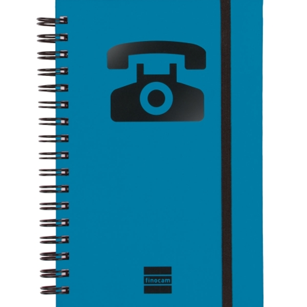 Finocam Phone Indice Telefonico - Formato 8º - 100x150mm - Tapas de Carton Forrado - Papel de 120g/m2 - Cierre con Goma Elastica - Espiral Doble Metal 1