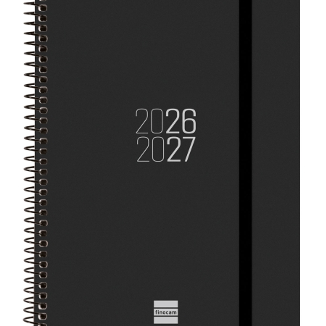 Finocam Espir Agenda Escolar 26/27 - Semana Vista Horizontal - Formato E10 - 155x212mm - Tapas de Polipropileno - Papel de 80g/m2 - Espiral Metalica - 1