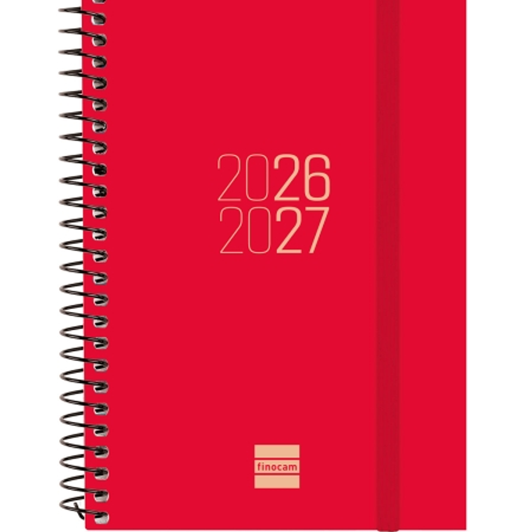 Finocam Espir Agenda Escolar 26/27 - Semana Vista Horizontal - Formato E8 - 120x171mm - Tapas de Polipropileno - Papel de 80g/m2 - Espiral Metalica -  1