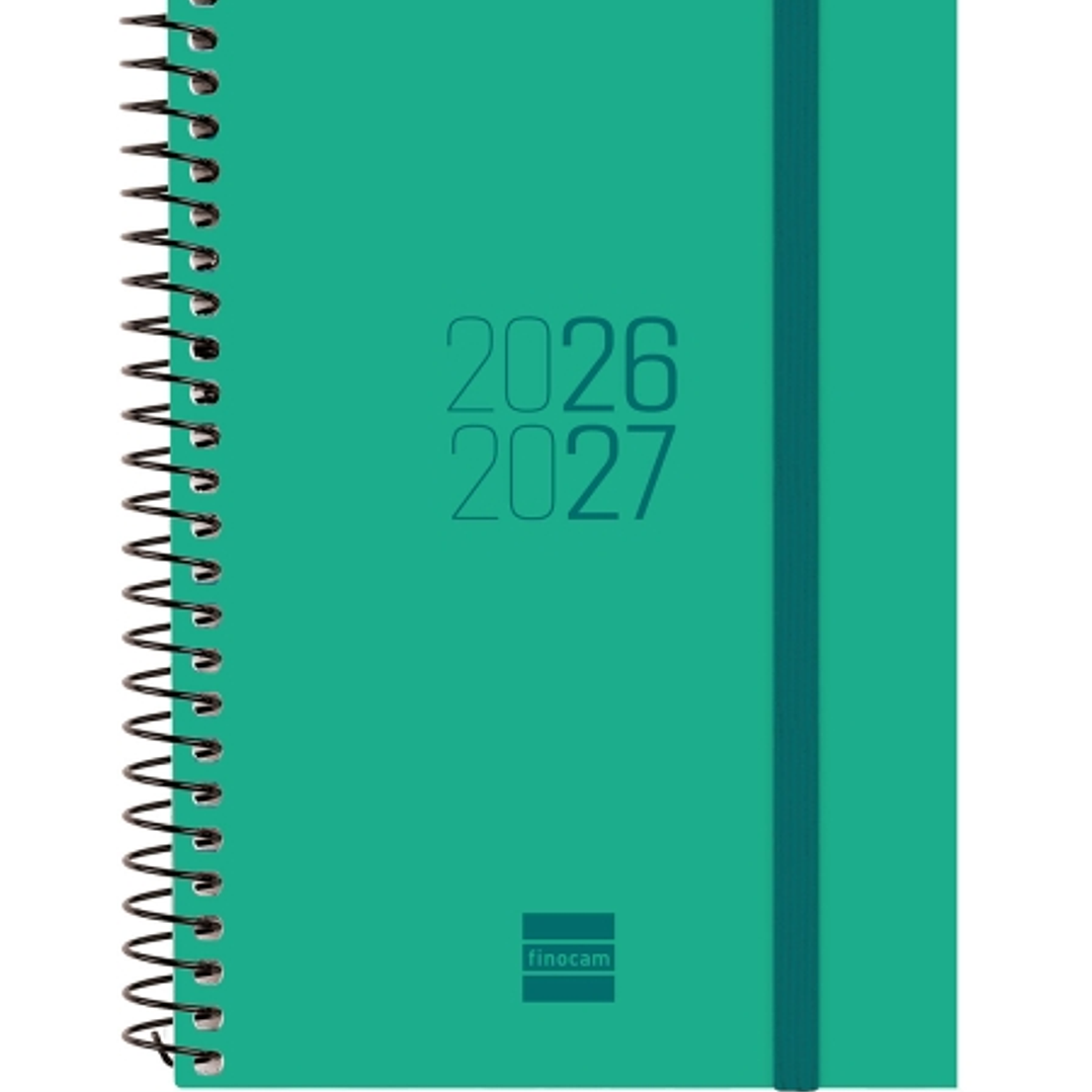 Finocam Espir Agenda Escolar 26/27 - Semana Vista Horizontal - Formato E8 - 120x171mm - Tapas de Polipropileno - Papel de 80g/m2 - Espiral Metalica -  1