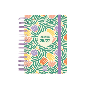 Finocam Cosmo Cart Agenda Escolar 26/27 en Catalan - 1 Dia por Pagina - Formato 8º - 120x169mm - Tapas de Carton Forrado - Papel de 80g/m2 - Espiral -