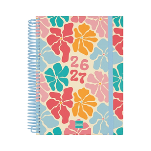 Finocam Diva Agenda Escolar 26/27 en Catalan - 1 Dia por Pagina - Formato 4º - 155x212mm - Tapas de Carton Forrado - Papel de 80g/m2 - Espiral - Esqui