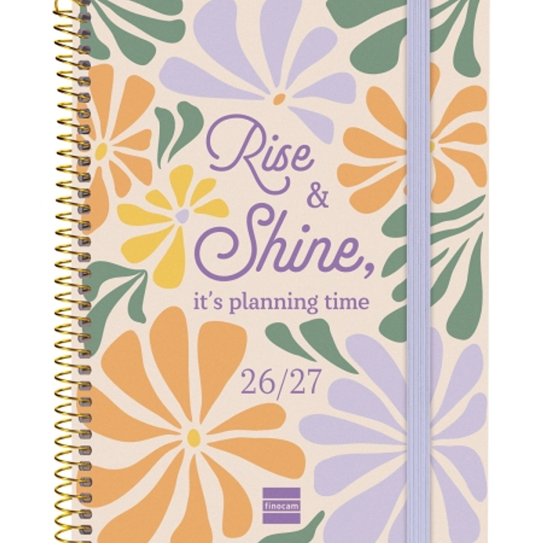 Finocam Secundaria Agenda Escolar 26/27 - Semana Vista Horizontal - Formato 4º - 155x212mm - Tapas de Polipropileno - Papel de 80g/m2 - Espiral Metali 1