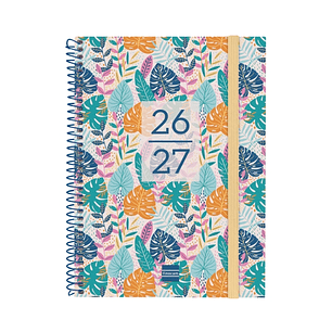 Finocam Secundaria Agenda Escolar 26/27 - Semana Vista Horizontal - Formato 4º - 155x212mm - Tapas de Polipropileno - Papel de 80g/m2 - Espiral Metali