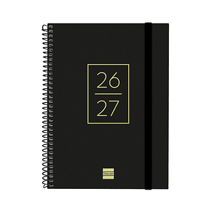 Finocam Secundaria Agenda Escolar 26/27 - Semana Vista Horizontal - Formato 4º - 155x212mm - Tapas de Polipropileno - Papel de 80g/m2 - Espiral Metali