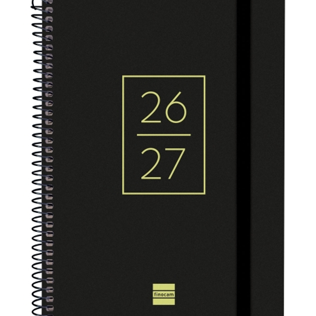 Finocam Secundaria Agenda Escolar 26/27 - Semana Vista Horizontal - Formato 4º - 155x212mm - Tapas de Polipropileno - Papel de 80g/m2 - Espiral Metali 1