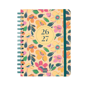 Finocam Cosmo Cart Agenda Escolar 26/27 - Semana Vista Horizontal - Formato 4º - 155x212mm - Tapas de Carton Forrado - Papel de 80g/m2 - Espiral Metal