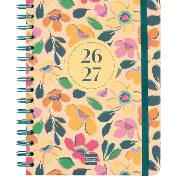 Finocam Cosmo Cart Agenda Escolar 26/27 - Semana Vista Horizontal - Formato 4º - 155x212mm - Tapas de Carton Forrado - Papel de 80g/m2 - Espiral Metal 1