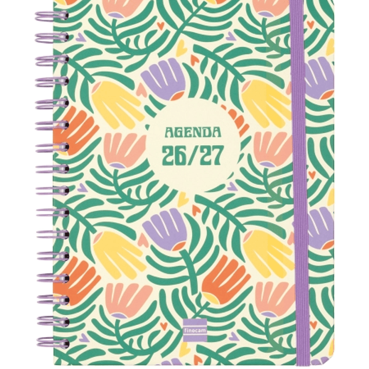 Finocam Cosmo Cart Agenda Escolar 26/27 - Semana Vista Horizontal - Formato 4º - 155x212mm - Tapas de Carton Forrado - Papel de 80g/m2 - Espiral Metal 1