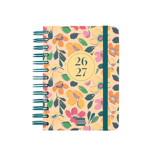 Finocam Cosmo Cart Agenda Escolar 26/27 - 1 Dia por Pagina - Formato 8º - 120x169mm - Tapas de Carton Forrado - Papel de 80g/m2 - Espiral Metalica - E