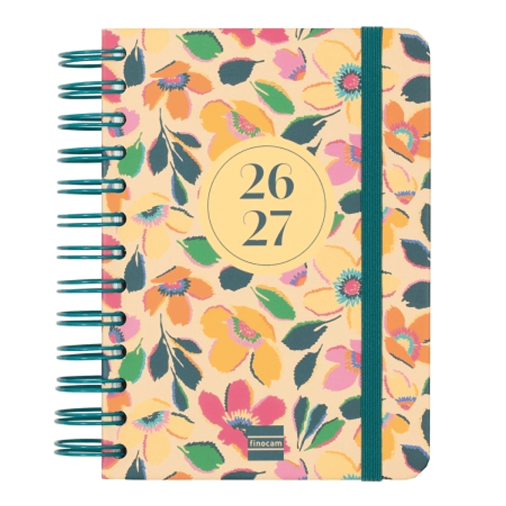 Finocam Cosmo Cart Agenda Escolar 26/27 - 1 Dia por Pagina - Formato 8º - 120x169mm - Tapas de Carton Forrado - Papel de 80g/m2 - Espiral Metalica - E 1