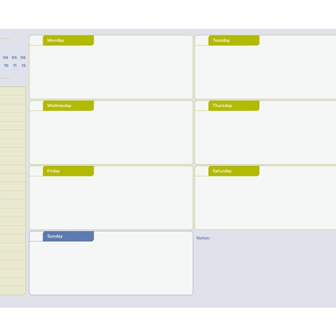 Finocam Bari Planificador sin Fechar - Internacional - Semana Vista Horizontal - Formato A4 - 297x210mm - Papel de 90g/m2 - 60 Hojas Encoladas - Multi 1