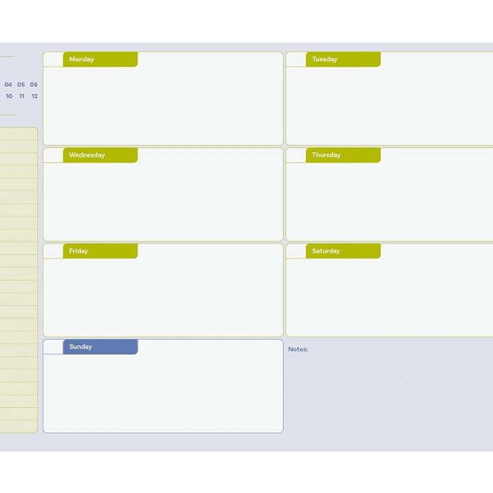 Finocam Bari Planificador sin Fechar - Internacional - Semana Vista Horizontal - Formato A4 - 297x210mm - Papel de 90g/m2 - 60 Hojas Encoladas - Multi 1