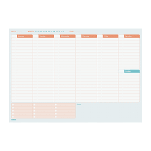 Finocam Bari Planificador sin Fechar - Internacional - Semana Vista Vertical - Formato A4 - 297x210mm - Papel de 90g/m2 - 60 Hojas Encoladas - Multico