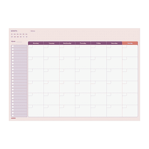 Finocam Bari Planificador sin Fechar - Internacional - Mes Vista - Formato A4 - 297x210mm - Papel de 90g/m2 - 60 Hojas Encoladas - Multicolor