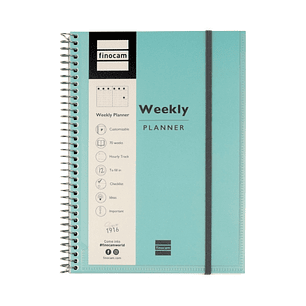 Finocam My Time Agenda sin Fechar - Semana Vista Vertical - Formato E10 - 155x212mm - Tapas de Polipropileno - Papel de 80g/m2 - Espiral de Plastico -