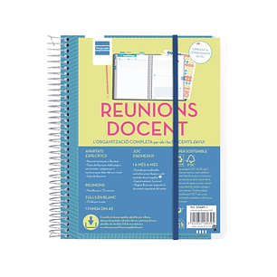 Finocam Organizacion Planificador de Reuniones sin Fechar en Catalan para Docentes - Formato 4º - 155x212mm - Tapas de Polipropileno - Papel de 80g/m2
