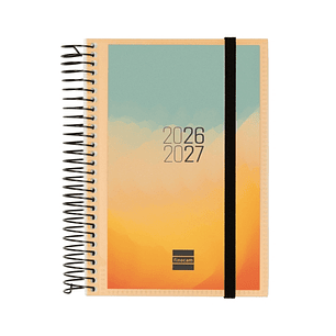 Finocam Espir Agenda Escolar 26/27 en Catalan - 1 Dia por Pagina - Formato E8 - 120x171mm - Tapas de Polipropileno - Papel de 70g/m2 - Espiral Metalic