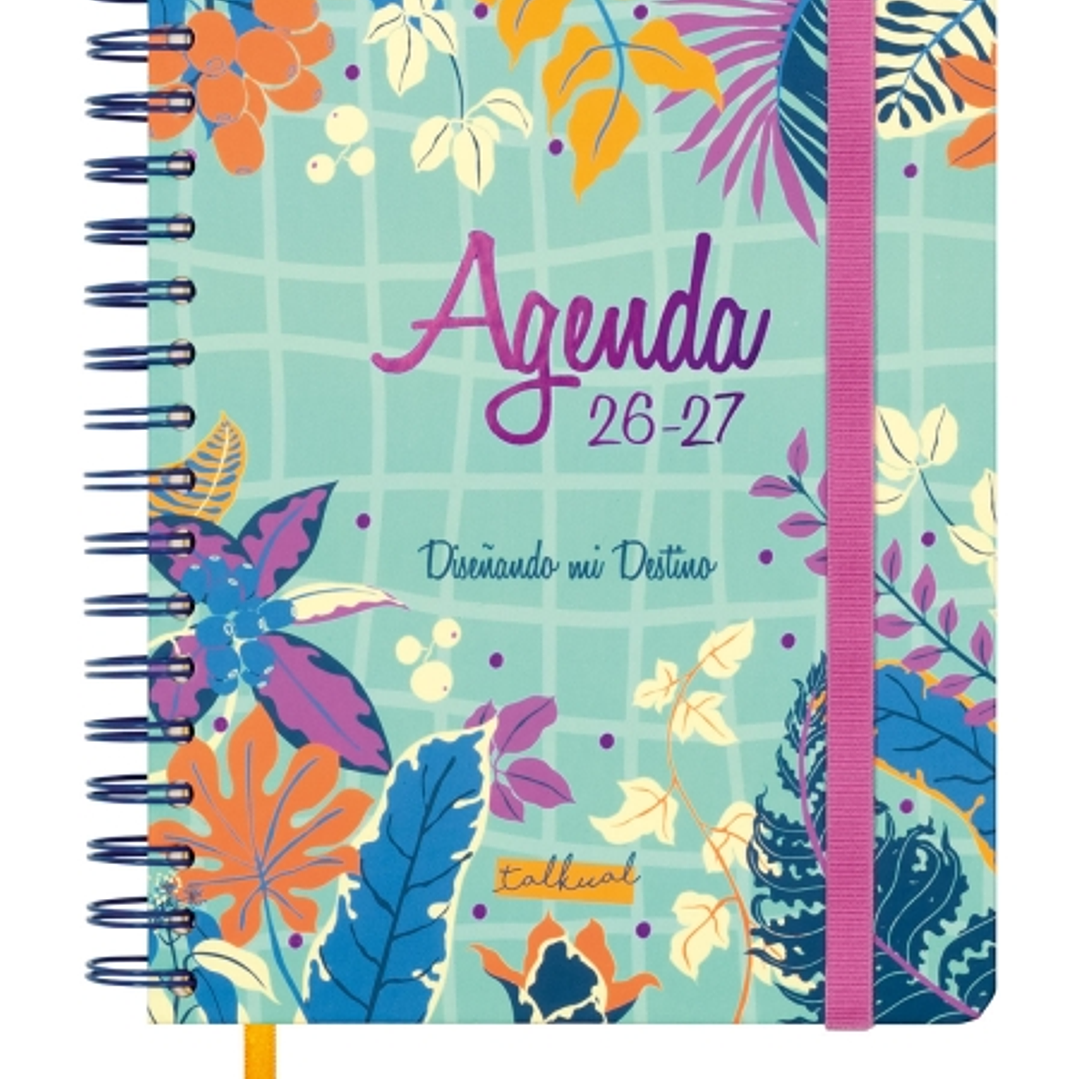 Finocam Talkual Agenda Escolar 26/27 - Semana Vista Horizontal - Formato 4º - 155x217mm - Tapa Dura - Papel de 100g/m2 - Espiral Metalica - Multicolor 1