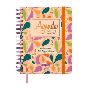 Finocam Talkual Agenda Escolar 26/27 - Semana Vista Horizontal - Formato 4º - 155x217mm - Tapa Dura - Papel de 100g/m2 - Espiral Metalica - Multicolor