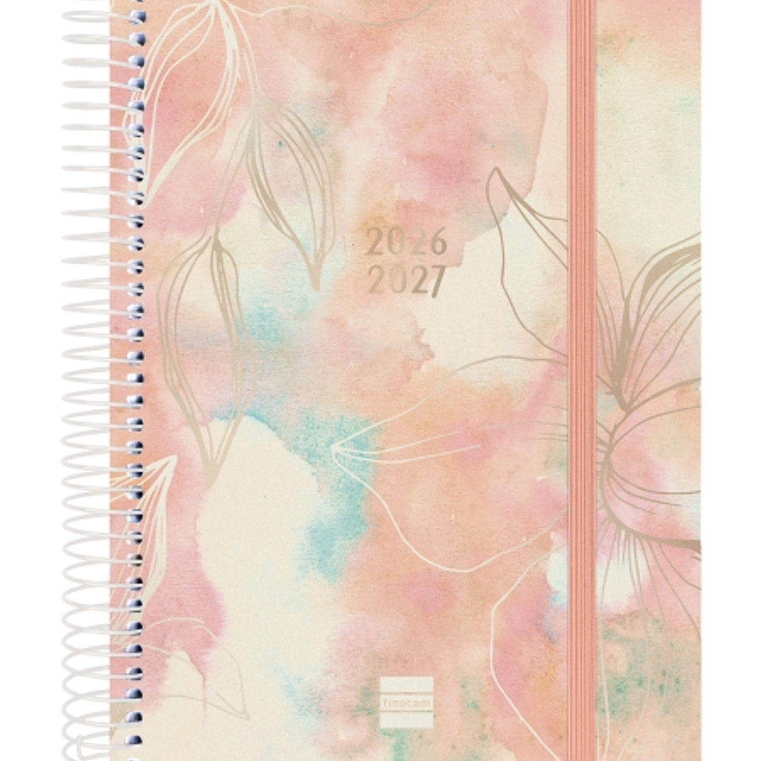 Finocam Espiral Agenda Internacional - 18 Meses - 2 Dias por Pagina - Formato E10 - 155x212mm - Tapas de Polipropileno - Papel de 70g/m2 - Esquinas Mi 1