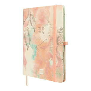 Finocam Minimal Agenda de Tapa Dura Internacional - 18 Meses - Semana Vista Horizontal - Formato M5 - 140x190mm - Papel Crema de 80g/m2 - Bolsillo Int