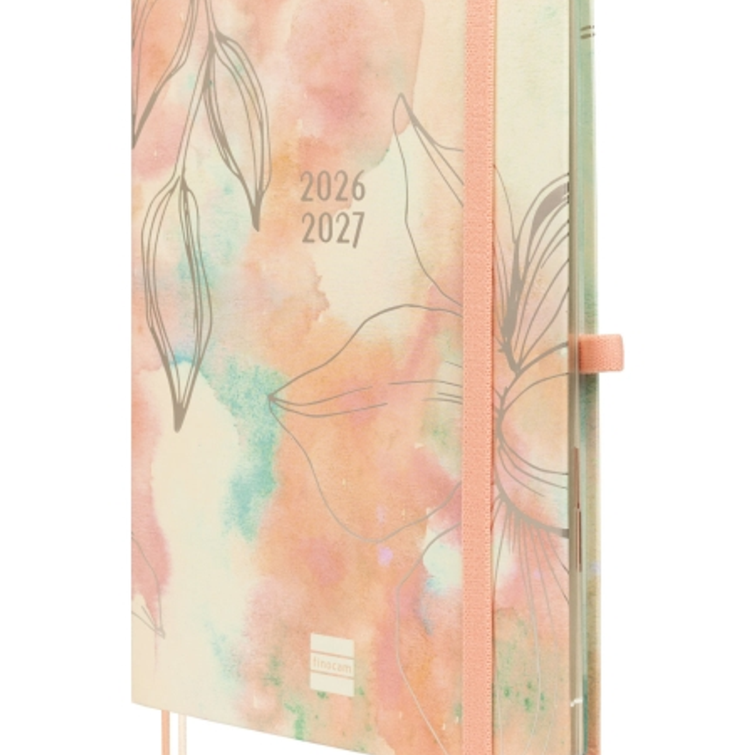 Finocam Minimal Agenda de Tapa Dura Internacional - 18 Meses - Semana Vista Horizontal - Formato M5 - 140x190mm - Papel Crema de 80g/m2 - Bolsillo Int 1