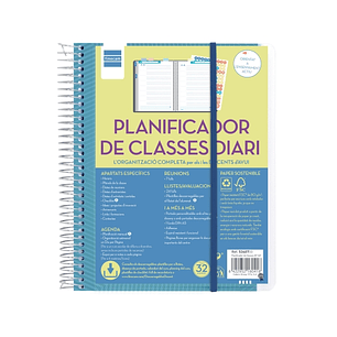 Finocam Organizacion Planificador de Clases sin Fechar en Catalan para Docentes - 1 Dia por Pagina - Formato 4º - 155x212mm - Tapas de Polipropileno -