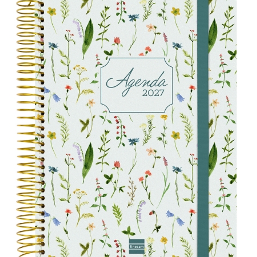 Finocam Cloe Agenda de Espiral - 16 Meses - Semana Vista Horizontal - Formato E10 - 155x212mm - Tapa Dura - Papel de 100g/m2 - Cierre con Goma Elastic 1