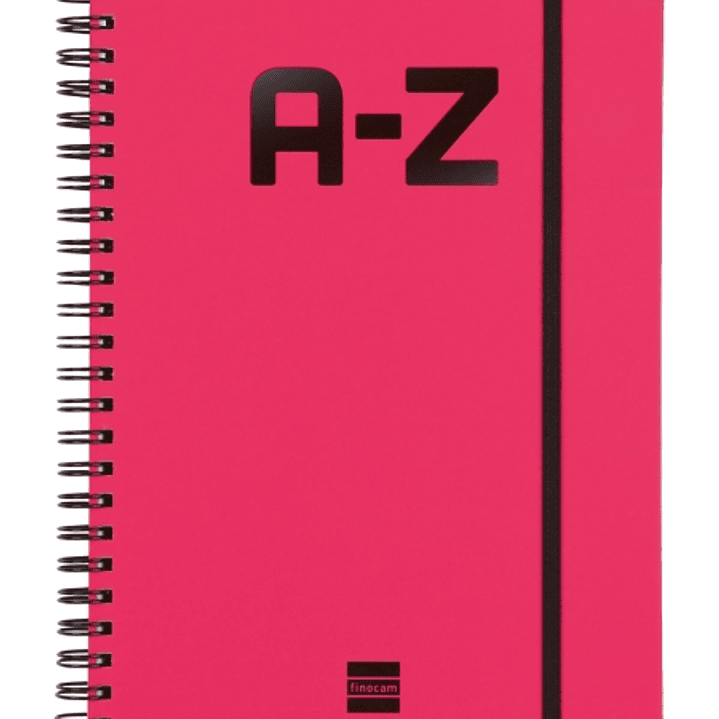 Finocam A-Z Indice Alfabetico - Formato A5 - 148x210mm - Tapas de Carton Forrado - Papel de 80g/m2 - Cierre con Goma Elastica - Espiral Doble Metalica 1