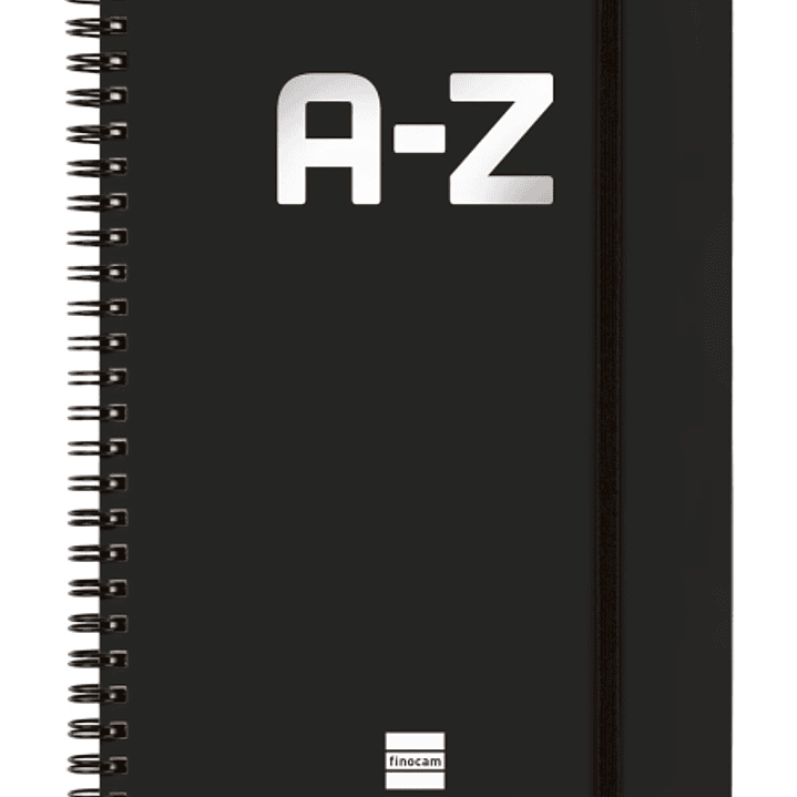 Finocam A-Z Indice Alfabetico - Formato A5 - 148x210mm - Tapas de Carton Forrado - Papel de 80g/m2 - Cierre con Goma Elastica - Espiral Doble Metalica 1