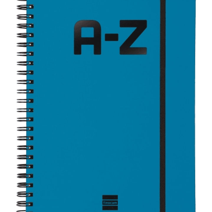 Finocam A-Z Indice Alfabetico - Formato A5 - 148x210mm - Tapas de Carton Forrado - Papel de 80g/m2 - Cierre con Goma Elastica - Espiral Doble Metalica 1