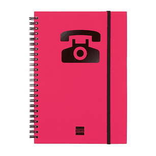 Finocam Phone Indice Telefonico - Formato A5 - 148x210mm - Tapas de Carton Forrado - Papel de 120g/m2 - Cierre con Goma Elastica - Espiral Doble Metal