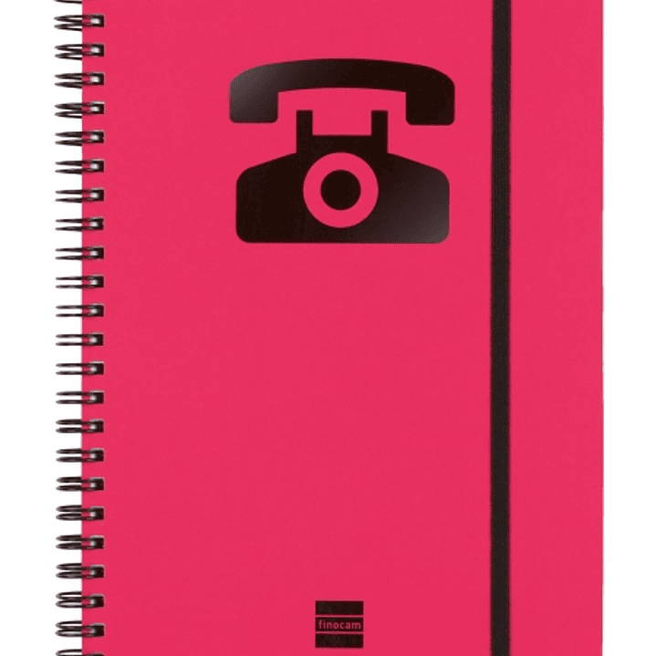 Finocam Phone Indice Telefonico - Formato A5 - 148x210mm - Tapas de Carton Forrado - Papel de 120g/m2 - Cierre con Goma Elastica - Espiral Doble Metal 1