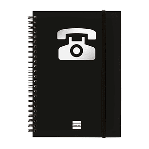 Finocam Phone Indice Telefonico - Formato A5 - 148x210mm - Tapas de Carton Forrado - Papel de 120g/m2 - Cierre con Goma Elastica - Espiral Doble Metal