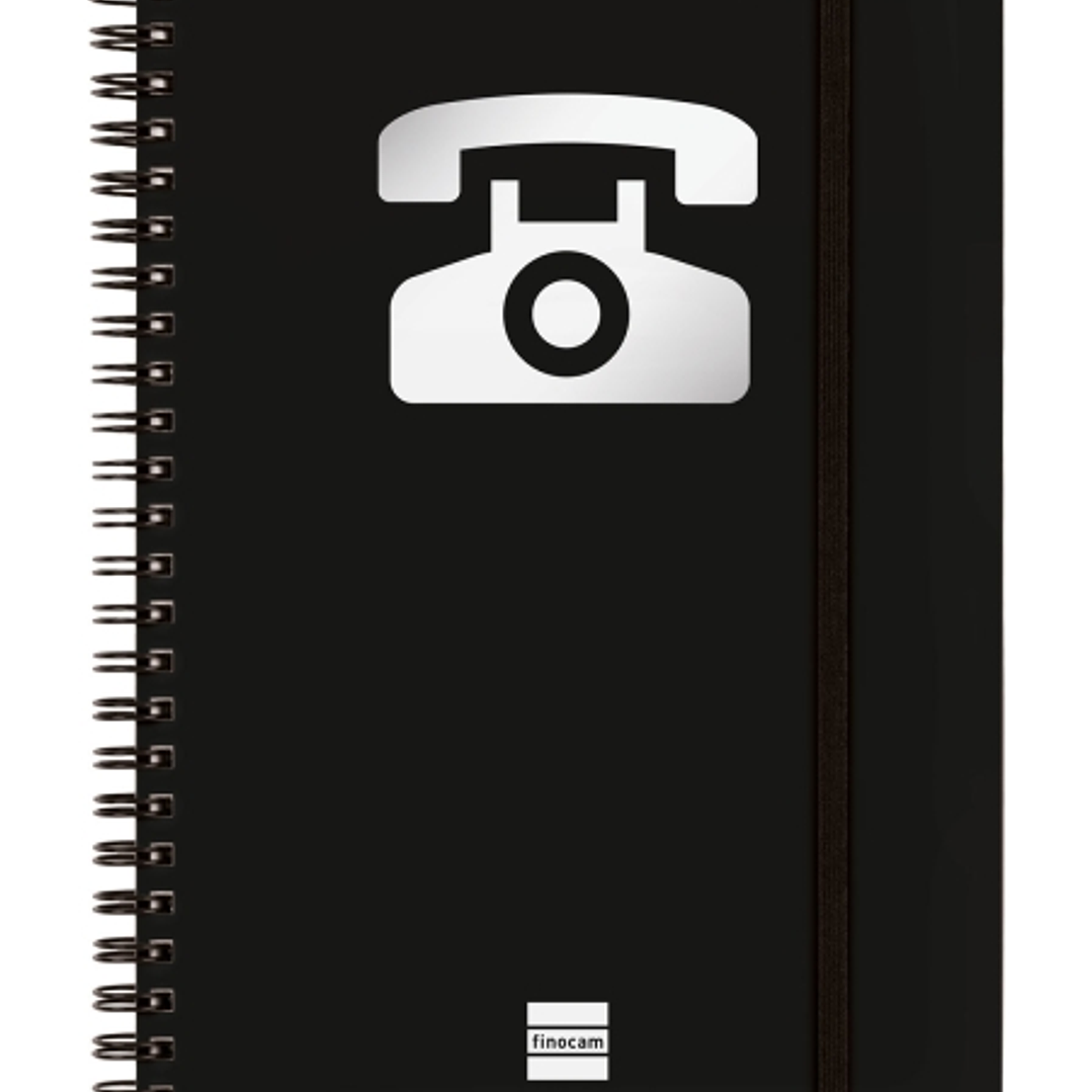 Finocam Phone Indice Telefonico - Formato A5 - 148x210mm - Tapas de Carton Forrado - Papel de 120g/m2 - Cierre con Goma Elastica - Espiral Doble Metal 1