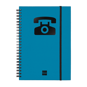 Finocam Phone Indice Telefonico - Formato A5 - 148x210mm - Tapas de Carton Forrado - Papel de 120g/m2 - Cierre con Goma Elastica - Espiral Doble Metal