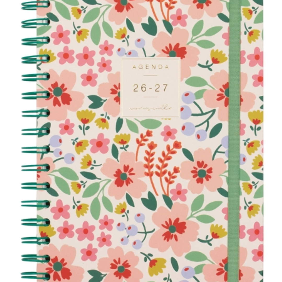 Finocam Moniquilla Agenda Escolar 26/27 en Catalan - Semana Vista Horizontal - Formato E10 - 155x212mm - Tapa Dura - Papel de 80g/m2 - Espiral Metalic 1