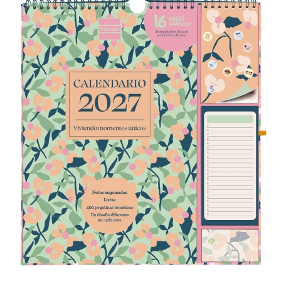 Finocam Sep Calendario de Pared - 16 Meses - Mes Vista - Formato Plus - 215x325mm - Espiral Doble Metalica - Papel de 140g/m2 - Espacio para Notas - A 1