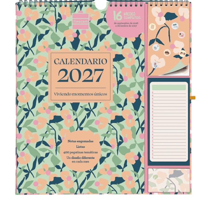 Finocam Sep Calendario de Pared - 16 Meses - Mes Vista - Formato Plus - 215x325mm - Espiral Doble Metalica - Papel de 140g/m2 - Espacio para Notas - A 1