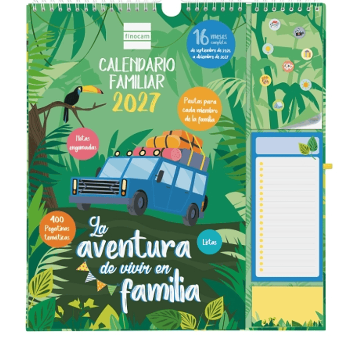 Finocam Sep Calendario de Pared - 16 Meses - Mes Vista - Formato Plus - 215x325mm - Espiral Doble Metalica - Papel de 140g/m2 - Espacio para Notas - A 1