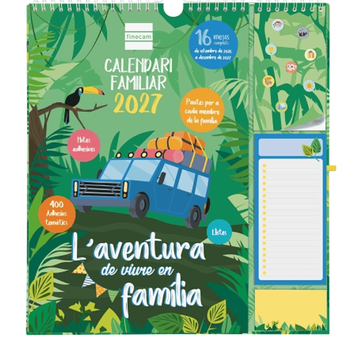 Finocam Sep Calendario de Pared en Catalan - 16 Meses - Mes Vista - Formato Plus - 215x325mm - Espiral Doble Metalica - Papel de 140g/m2 - Espacio par 1