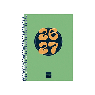 Finocam Cool Agenda Escolar 26/27 - Semana Vista Horizontal - Formato 8º - 120x164mm - Tapas de Carton Forrado - Papel de 80g/m2 - Espiral Metalica - 