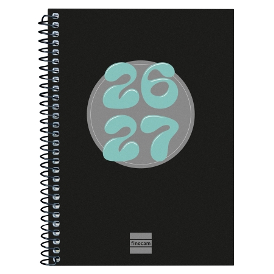 Finocam Cool Agenda Escolar 26/27 - Semana Vista Horizontal - Formato 8º - 120x164mm - Tapas de Carton Forrado - Papel de 80g/m2 - Espiral Metalica -  1