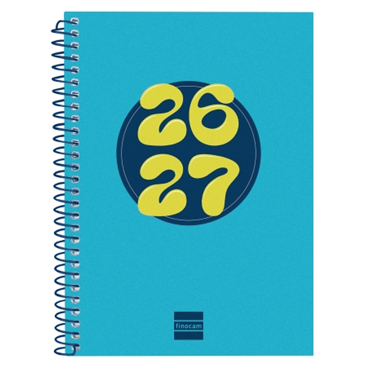 Finocam Cool Agenda Escolar 26/27 - Semana Vista Horizontal - Formato 8º - 120x164mm - Tapas de Carton Forrado - Papel de 80g/m2 - Espiral Metalica -  1