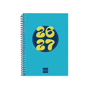 Finocam Cool Agenda Escolar 26/27 en Catalan - Semana Vista Horizontal - Formato 8º - 120x164mm - Tapas de Carton Forrado - Papel de 80g/m2 - Espiral 